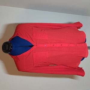 Express Red Portofino Button Down Top